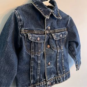 Vtg Pitchriders Dark Wash Jean Jacket Snap Buttons Child 5 6 Western Cowboy